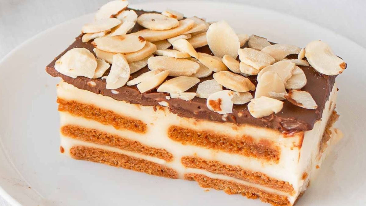 Εύκολο μπισκοτογλυκό ψυγείου με μπισκότα κανέλας 1