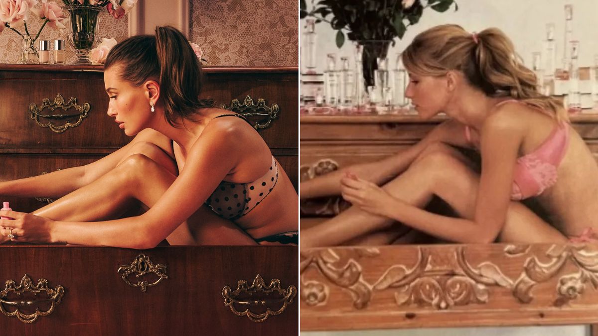 Hailey Bieber: Aναβιώνει την iconic φωτoγράφιση της Gisele στη νέα καμπάνα της Victoria’s Secret 1