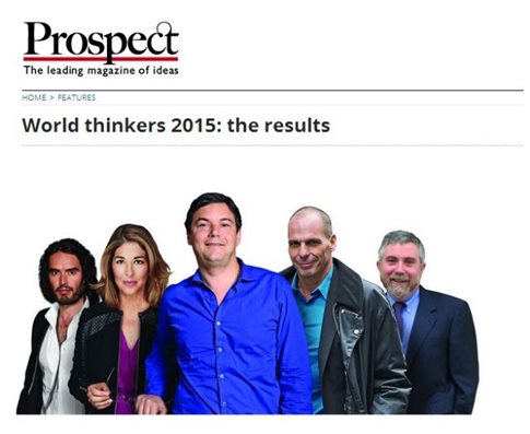 Prospect: Στους 10 κορυφαίους στοχαστές για το 2015 ο Γ. Βαρουφάκης