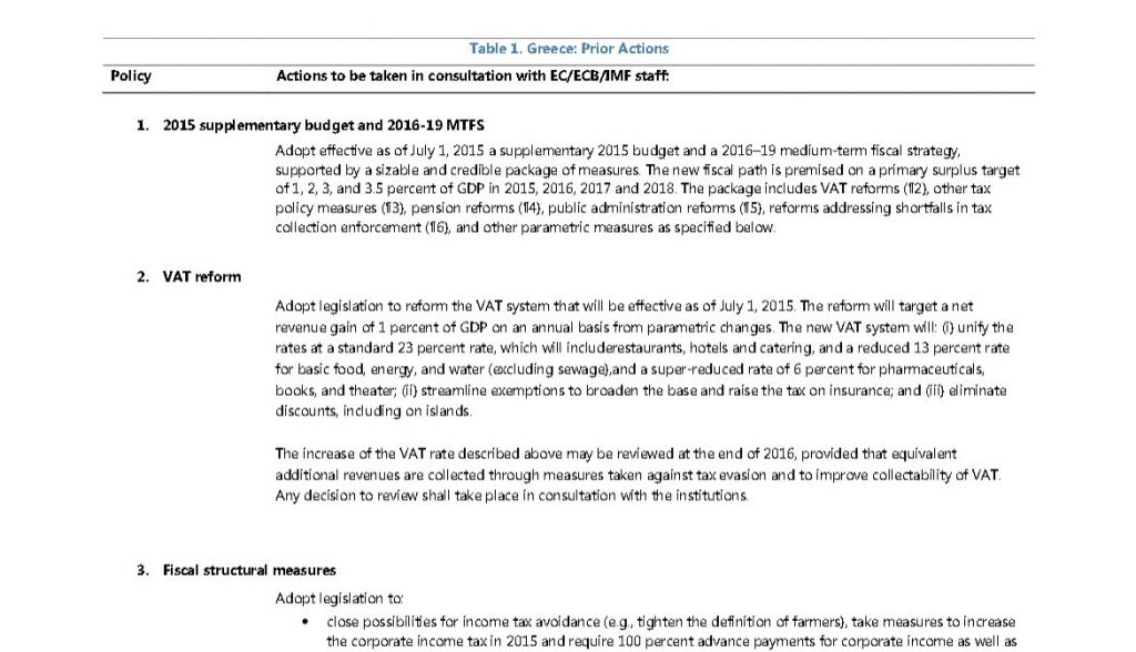 Οι τελικές προτάσεις δανειστών και ελληνικής πλευράς που παρουσιάστηκαν στο Eurogroup της Πέμπτης