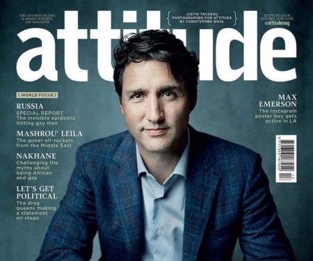 Ο Τριντό στο εξώφυλλο περιοδικού της LGBT κοινότητας