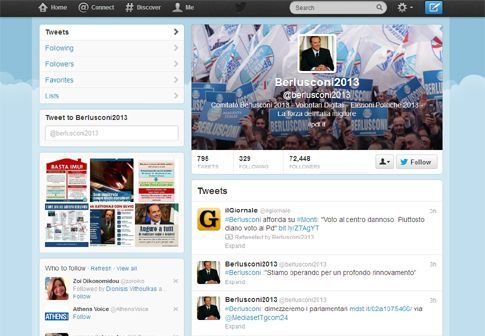 Υποπτες οι 60.000 νέες επαφές στο Berlusconi2013 στο Twitter