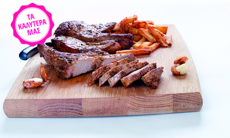 Χοιρινές µπριζόλες µε µέλι, µουστάρδα και µπαχαρικά