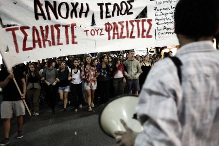 Αντιφασιστική συγκέντρωση στον τόπο της δολοφονίας Φύσσα