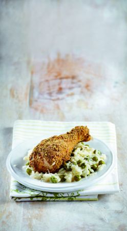 Δίκτυο μαμάδων: Κοτόπουλο πανέ στον φούρνο με ριζότο αρακά