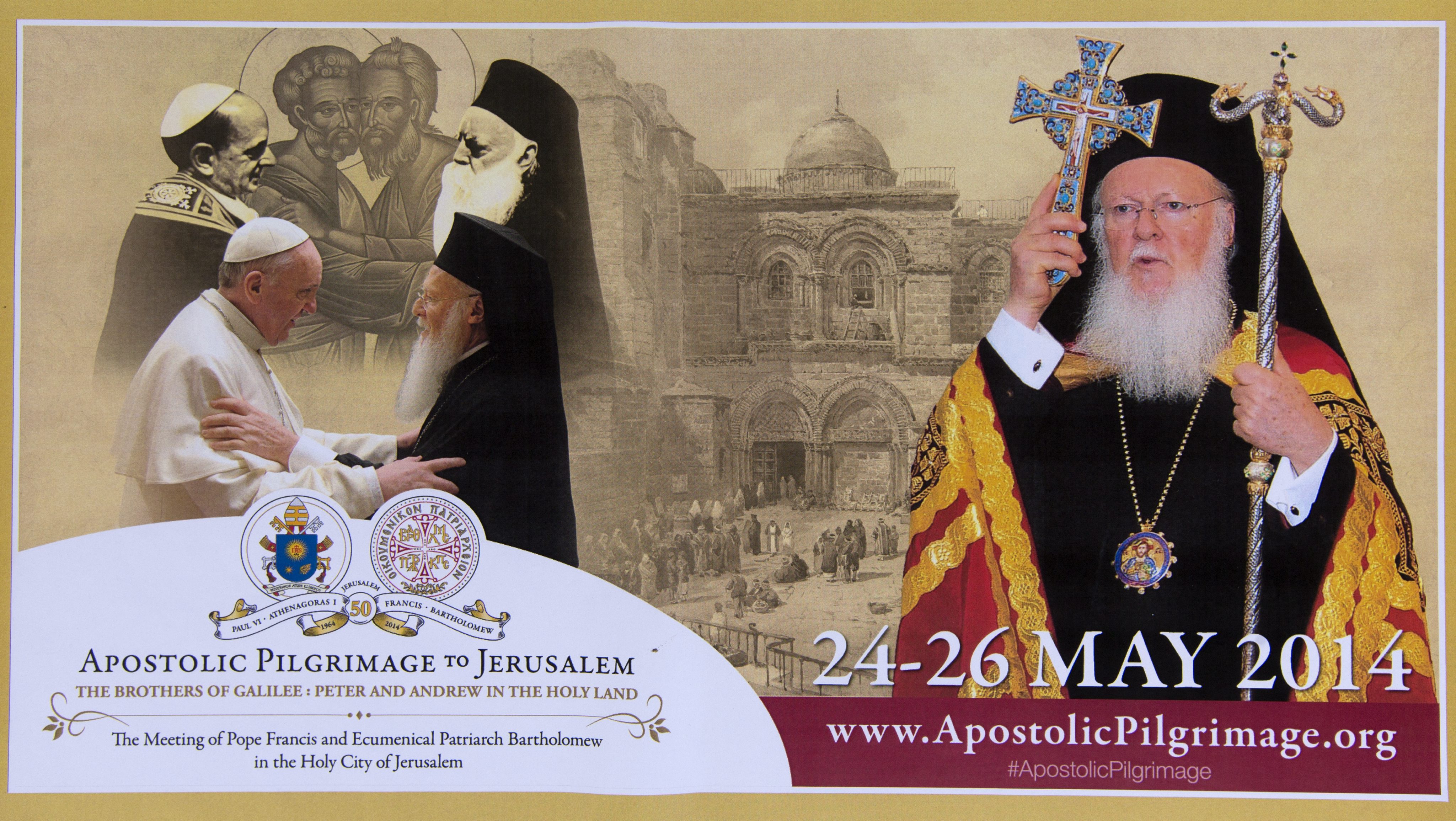 Ιεροσόλυμα: Συναντήθηκαν Οικουμενικός Πατριάρχης και Πάπας