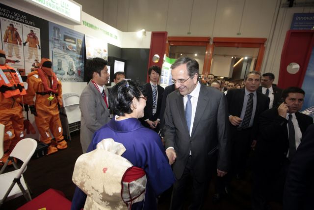 Αγγλικά, ούζο και χειραψίες για τον Σαμαρά στα Ποσειδώνια