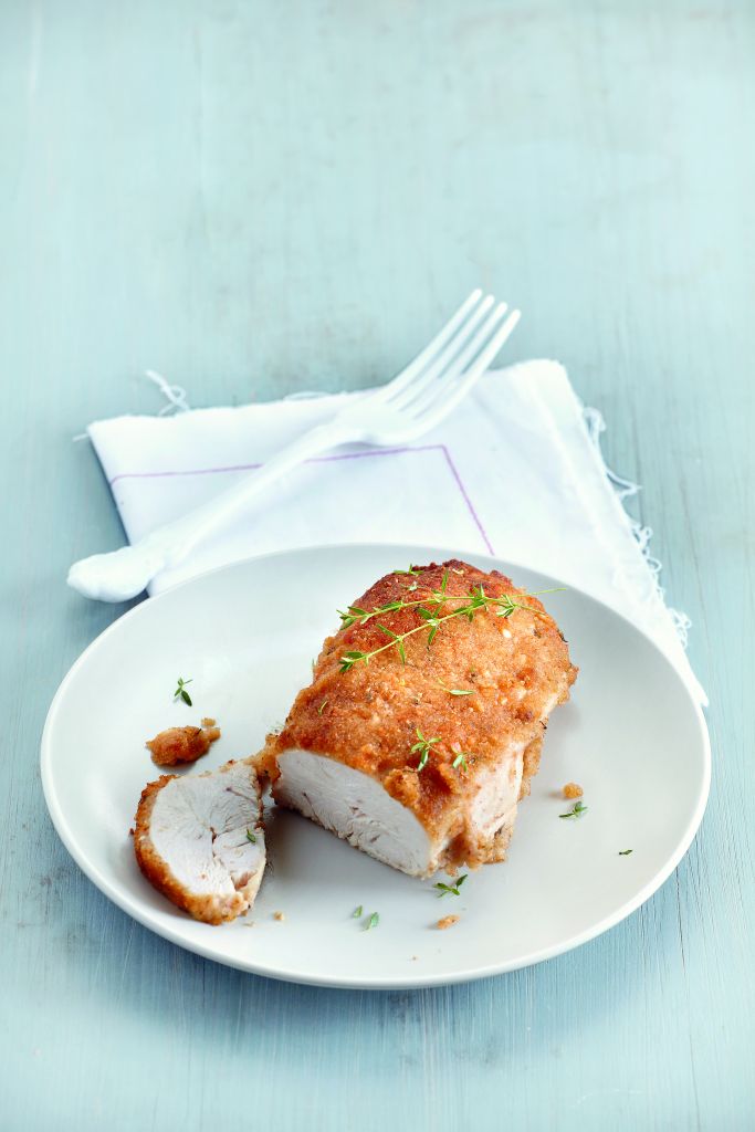 Κοτόπουλο με κρούστα από μαγιονέζα και παρμεζάνα