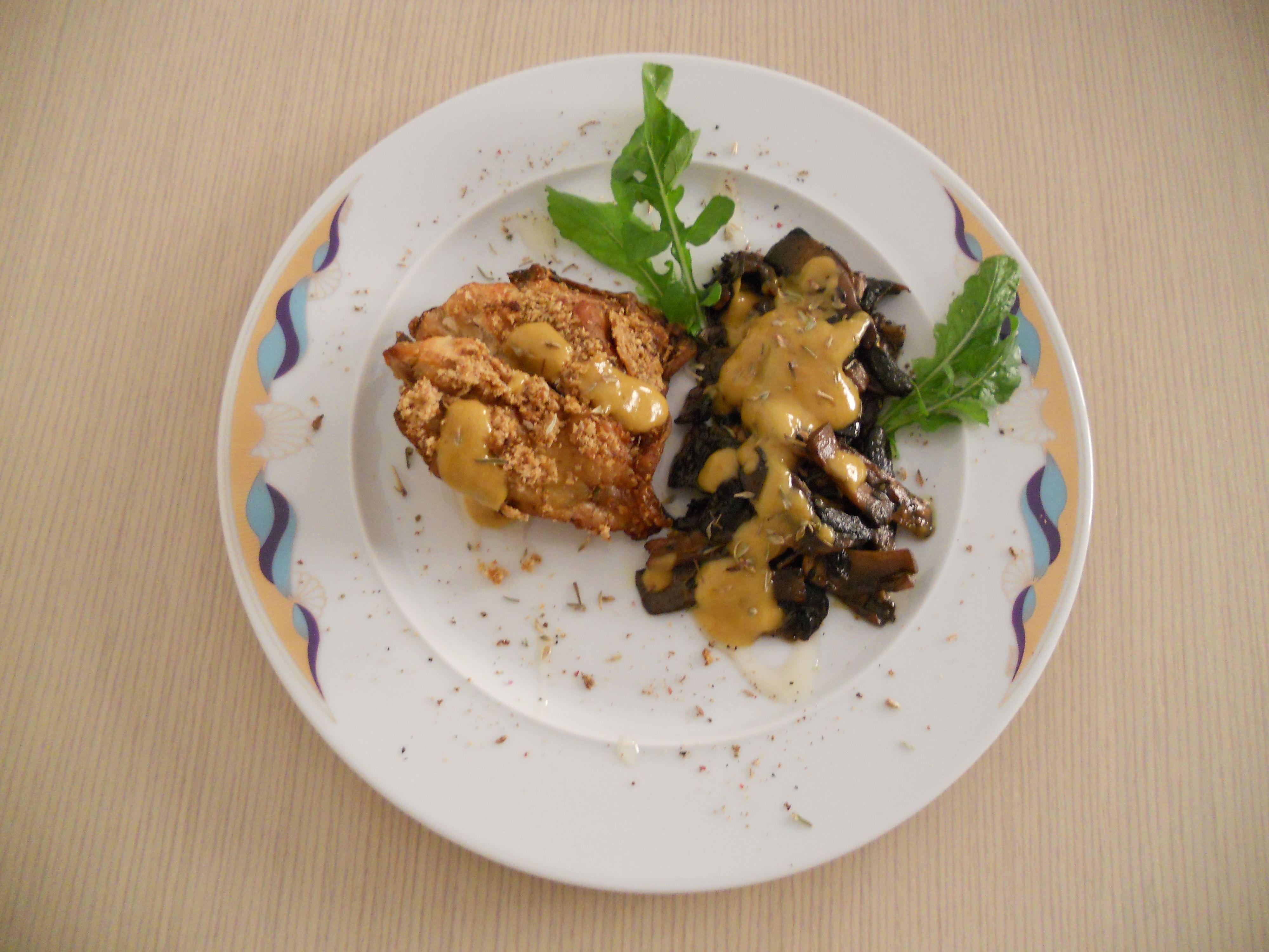 Κοτόπουλο με κρούστα μουστάρδας και σoς μπαλσάμικου