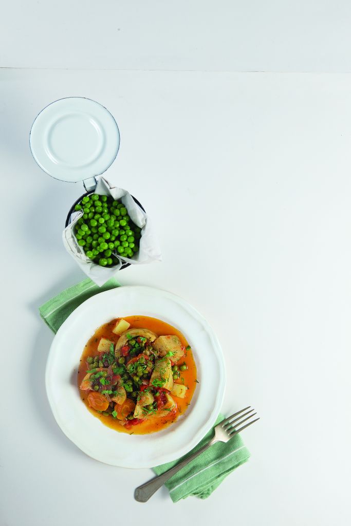 Aρακάς με αγκινάρες και πατάτες