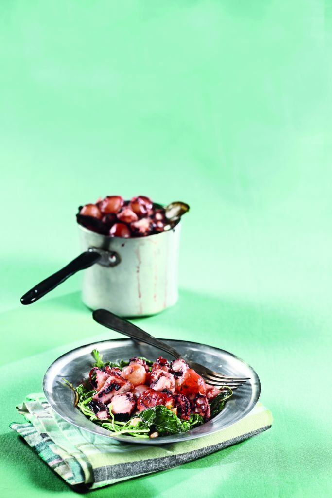 Χταπόδι με ασκορδουλάκους και λουμπούνια