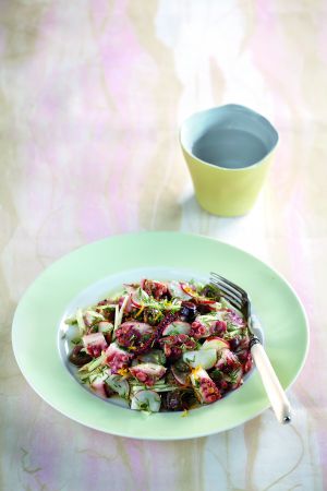 Χταπόδι ξιδάτο με πορτοκάλι και μάραθο