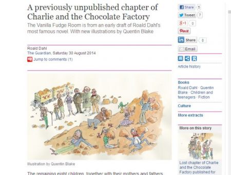 Στο φως αδημοσίευτο κεφάλαιο από τον «Τσάρλι και το Εργοστάσιο Σοκολάτας»