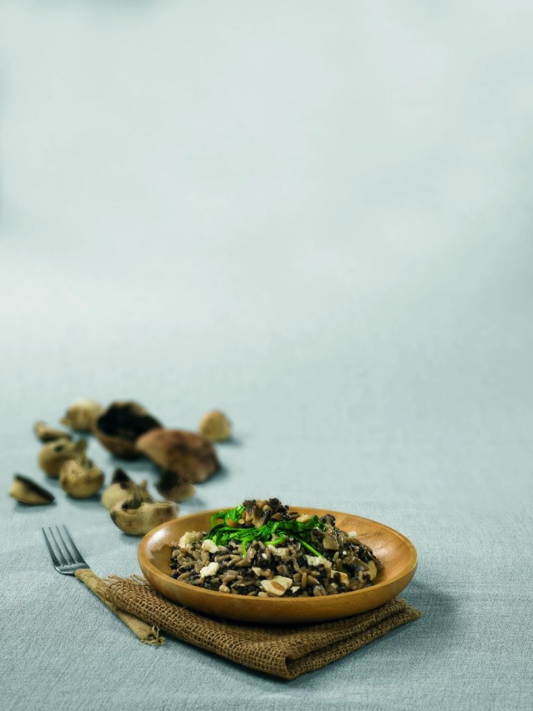 Κριθαρότο με μανιτάρια enoki