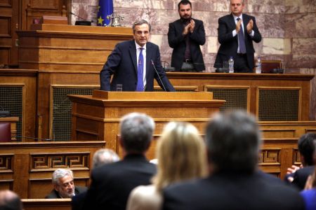 Σκληρά διλήμματα έθεσε ο Αντώνης Σαμαράς στην Κ.Ο. της ΝΔ επαναφέροντας και το παλαιότερο: ΣΥΡΙΖΑ ή ευρώ