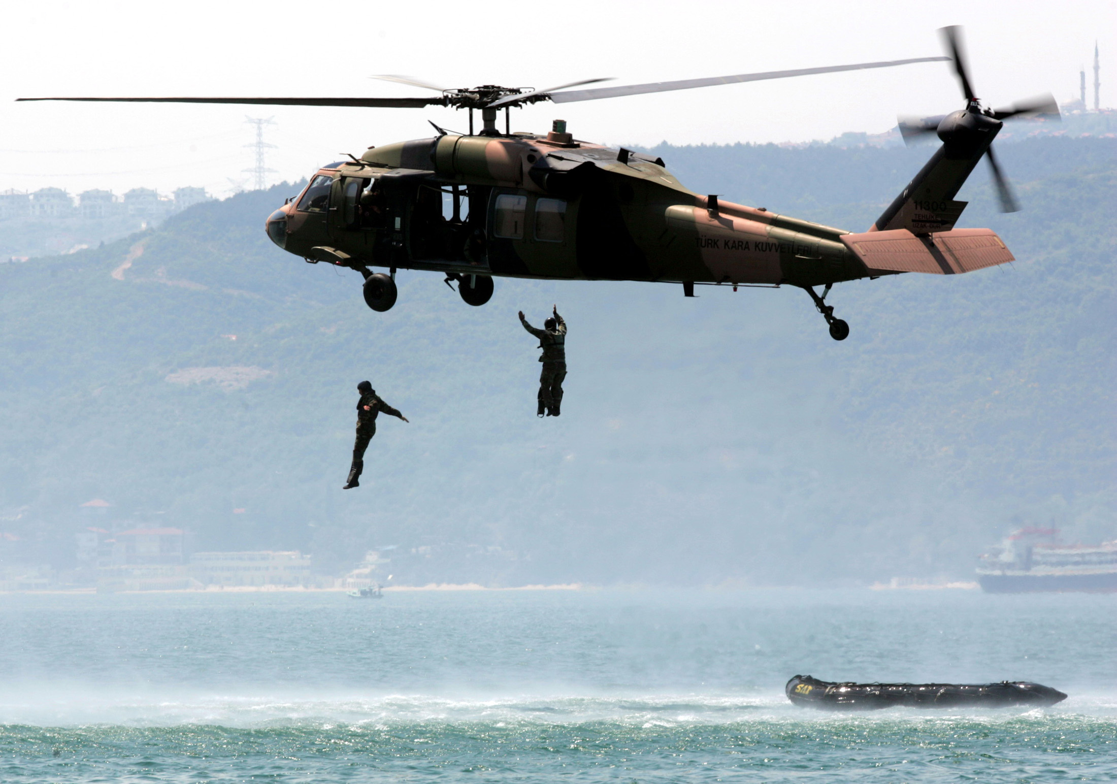 Turkish helicopter over Kos island at 1,000 feet
