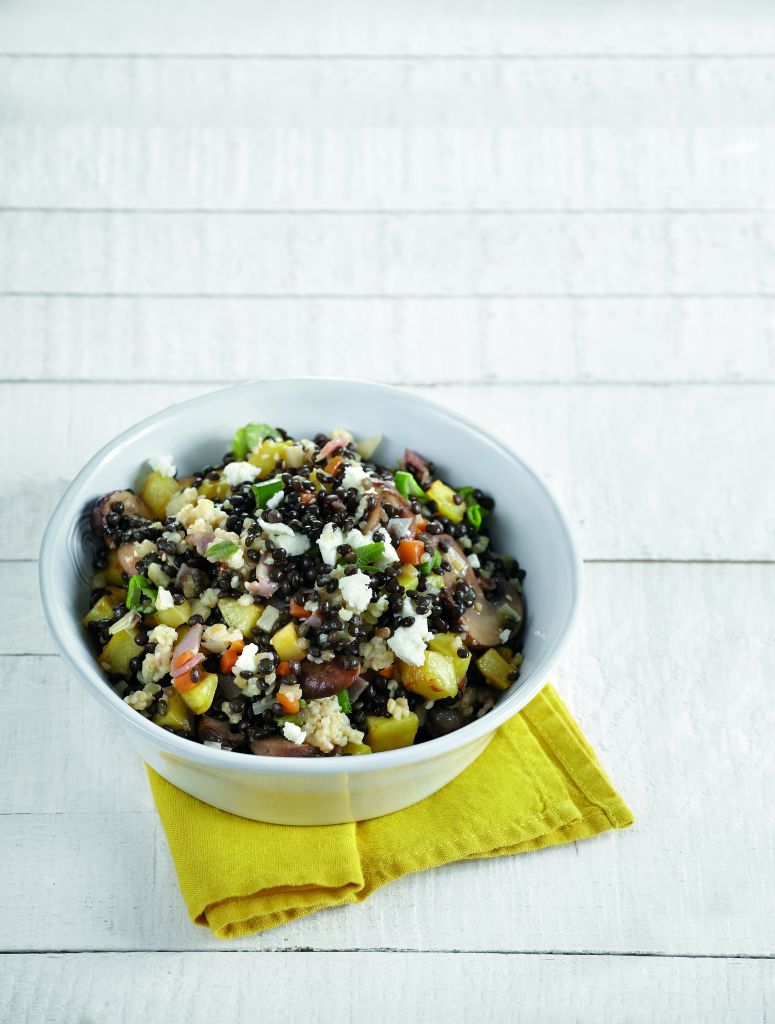 Σαλάτα φακές με πλιγούρι και μανιτάρια