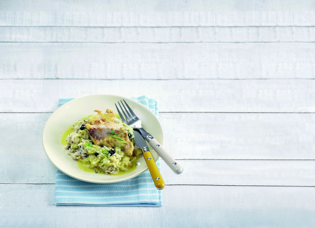 Λαβράκι σοτέ με πρασόρυζο