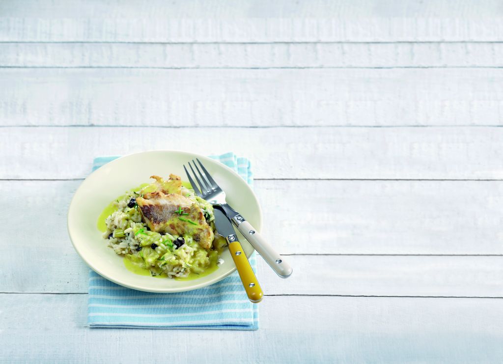 Λαβράκι σοτέ με πρασόρυζο