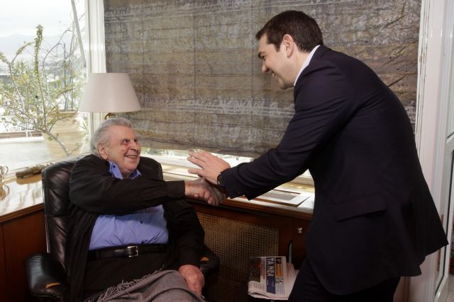 Tsipras met with Mikis Theodorakis on Tuesday morning