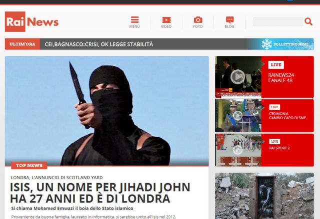 Ιταλία: H Rai δεν θα μεταδίδει τα βίντεο των τζιχαντιστών
