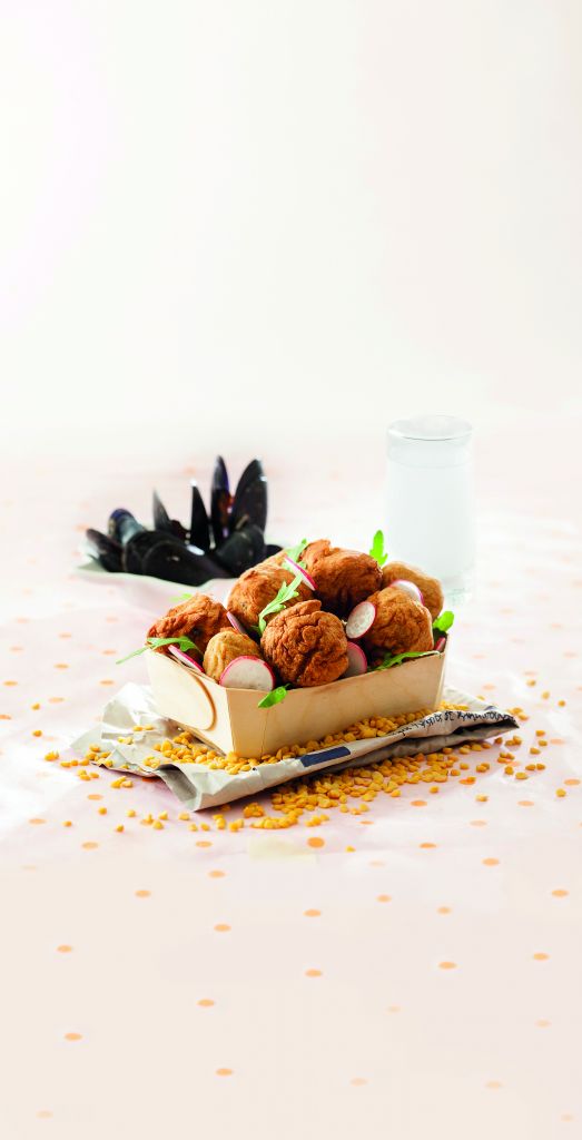 Κροκέτες με φάβα Φενεού και μύδια