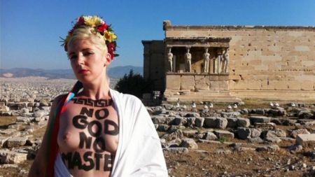 Femen protest at the Acropolis defies “Gods and Masters”