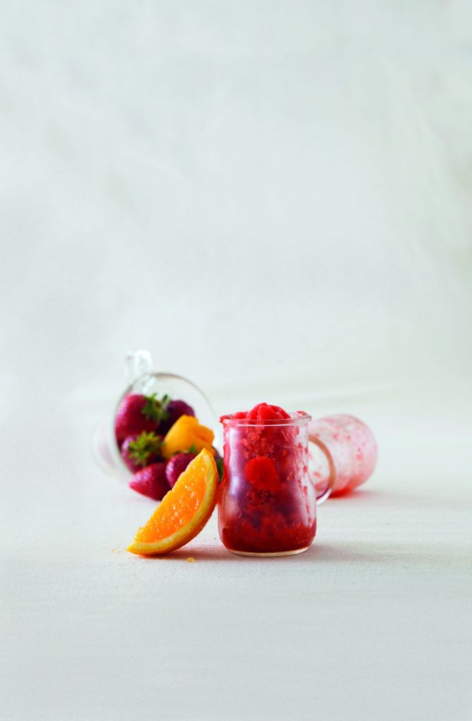 Γρανίτα φράουλας και πορτοκαλιού