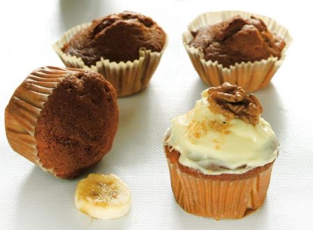 Cupcakes µε µπανάνα και ρούµι