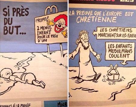 Σχόλια προκαλούν τα σκίτσα του Charlie Hebdo για τους πρόσφυγες