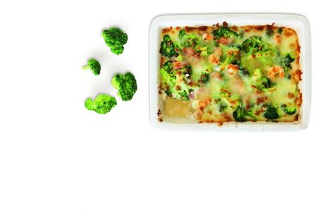 Μπρόκολο γκρατινέ με γαρίδες