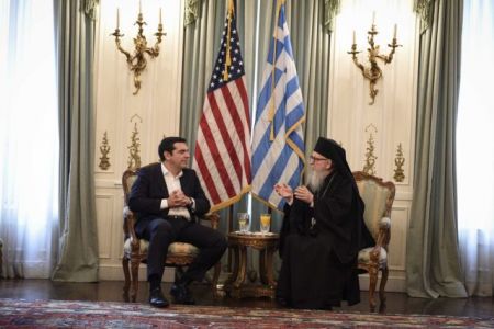 Με τον Αρχιεπίσκοπο Αμερικής Δημήτριο συναντήθηκε ο Τσίπρας