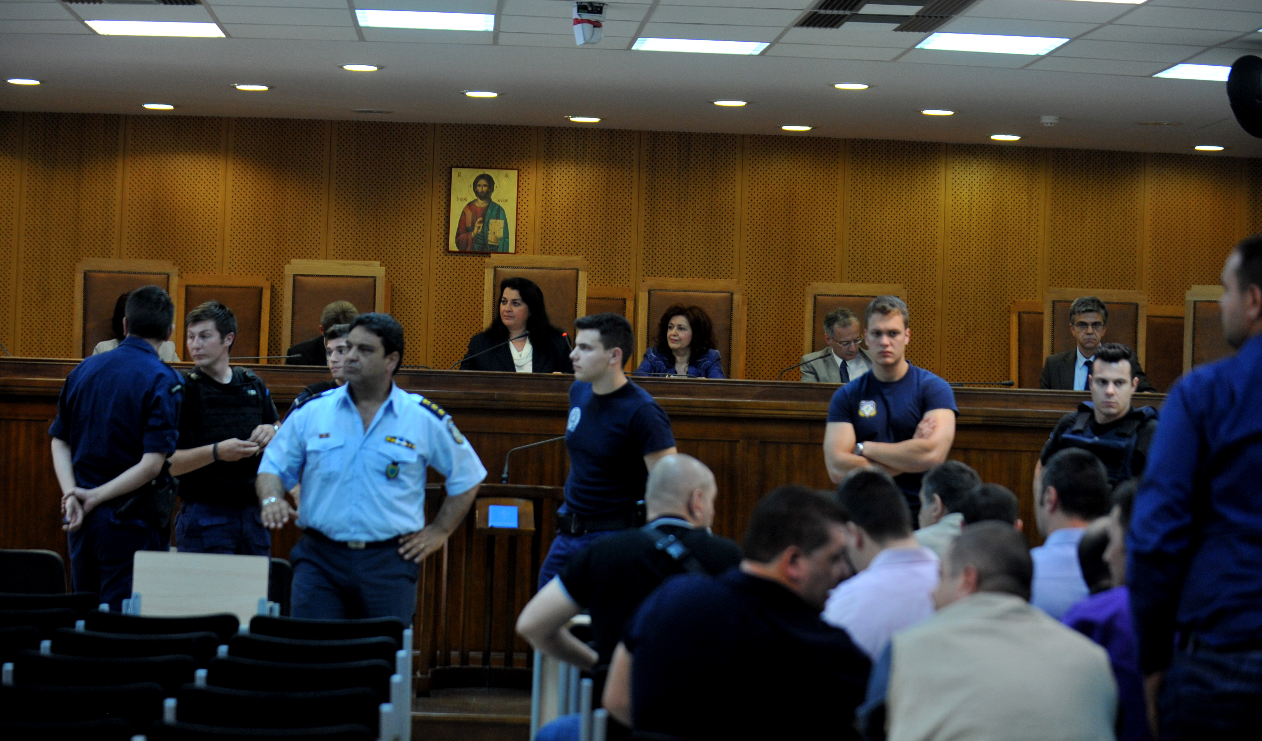 Tension at the first session of the Golden Dawn trial for 2016
