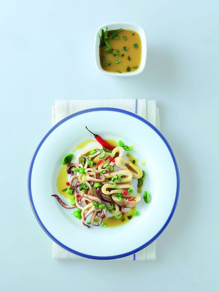 Καλαμάρια με βινεγκρέτ μανταρινιού