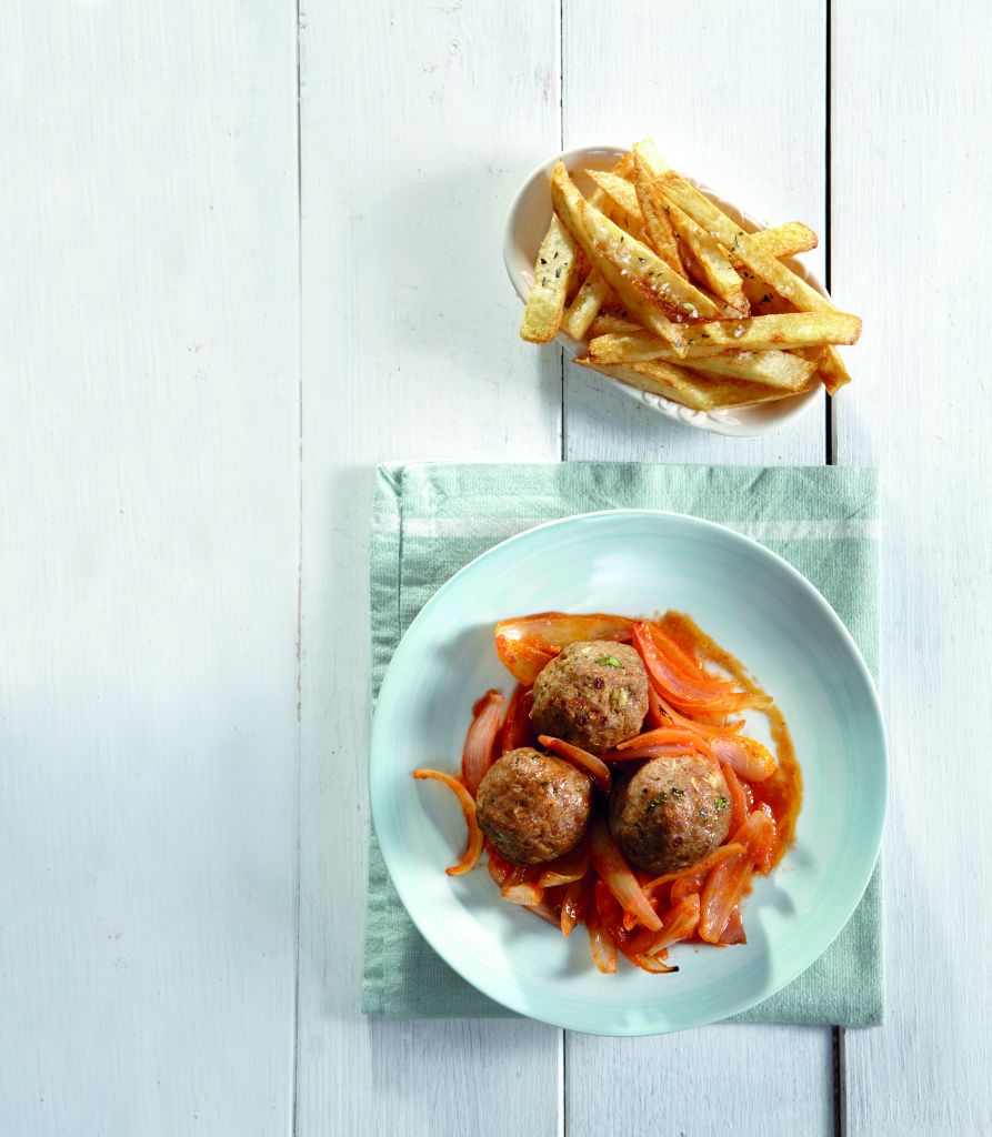 Κεφτέδες με κρεμμύδια γιαχνί