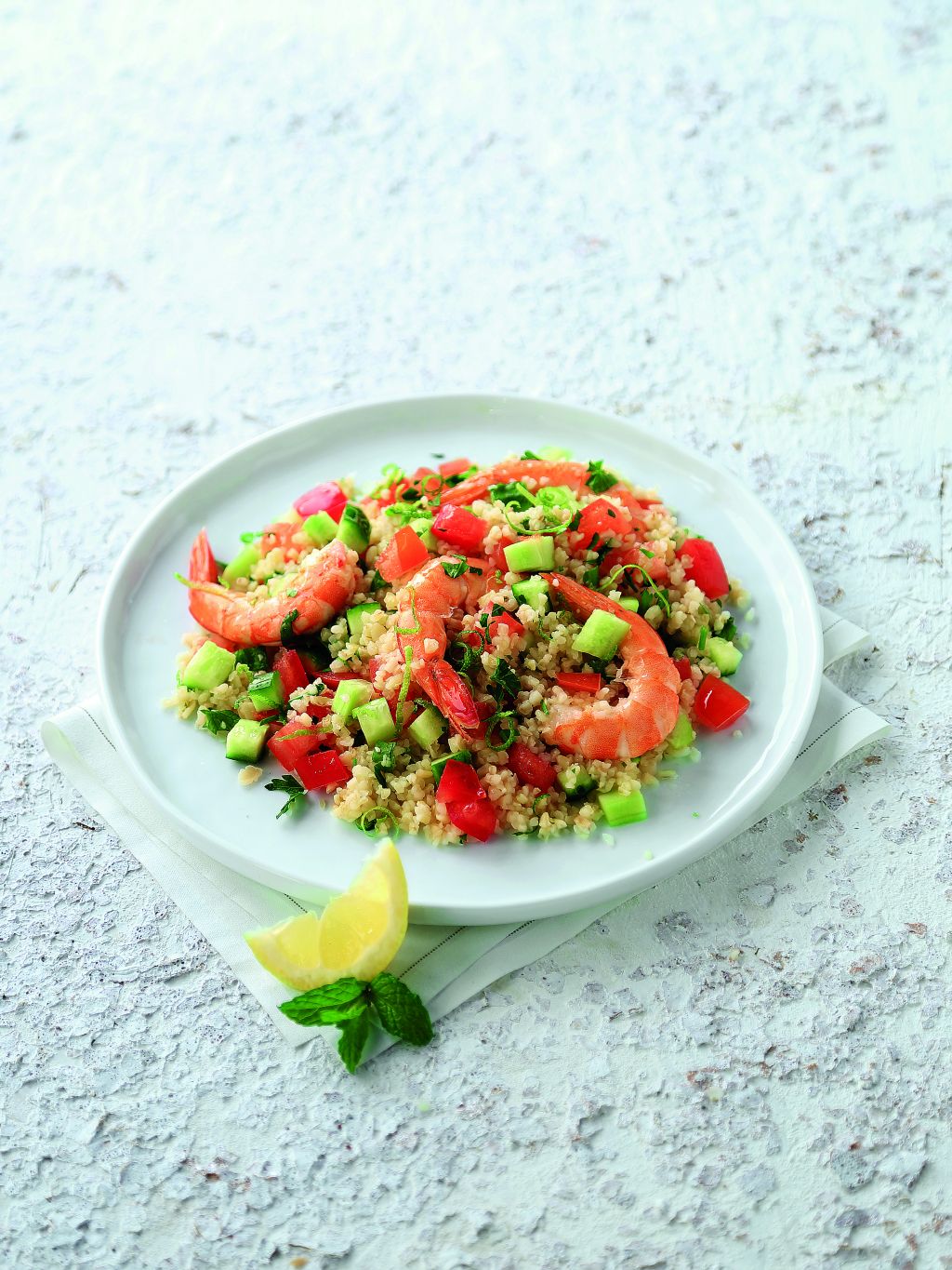 Σαλάτα πλιγούρι με γαρίδες