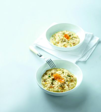 Ριζότο με αβγοτάραχο και πράσινες ελιές