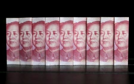 File picture illustration taken shows Chinese 100 yuan banknotes