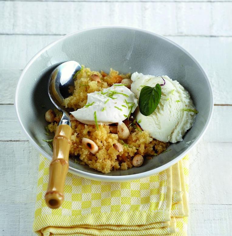 Σπασμένο ραβανί με κρέμα λεμονιού