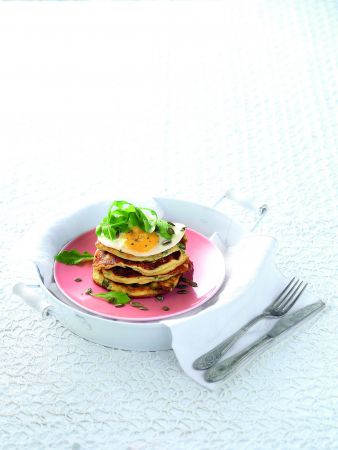 Pancakes με σπανάκι και τηγανητό αβγό