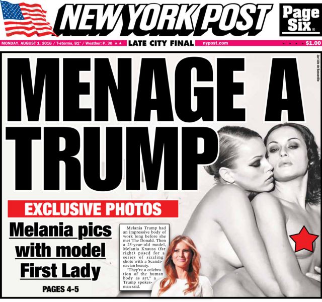 Προκαλεί και πάλι η New York Post με τη γυμνή Μελάνια Τραμπ | tovima.gr