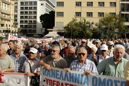 Pensioner groups demonstrate over recent pension cuts