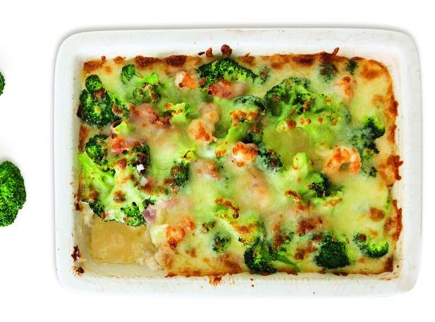 Μπρόκολο γκρατινέ με γαρίδες