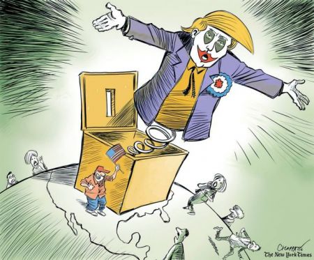 Απογοήτευση και δέος σε σκίτσα και πρωτοσέλιδα για την εκλογή Τραμπ