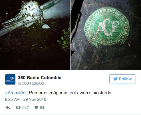 Κολομβία: Συντριβή αεροπλάνου με 81 επιβαίνοντες, ανάμεσά τους μέλη βραζιλιάνικης ποδοσφαιρικής ομάδας – επέζησαν πέντε