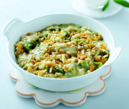 Ριζότο φούρνου με κολοκύθα και σπανάκι