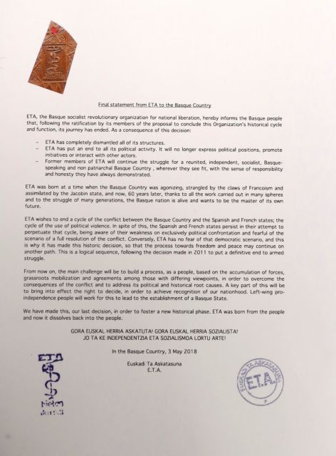 Ισπανία: Οριστικό τέλος για τον ένοπλο αγώνα της ΕΤΑ
