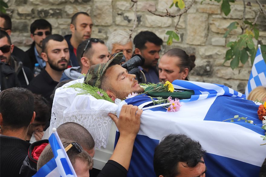 Thousands attend funeral of Konstantinos Katsifas, who was shot dead by Albanian Special Forces