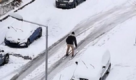 Κάνοντας σκι στους δρόμους της Ευκαρπίας (βίντεο)