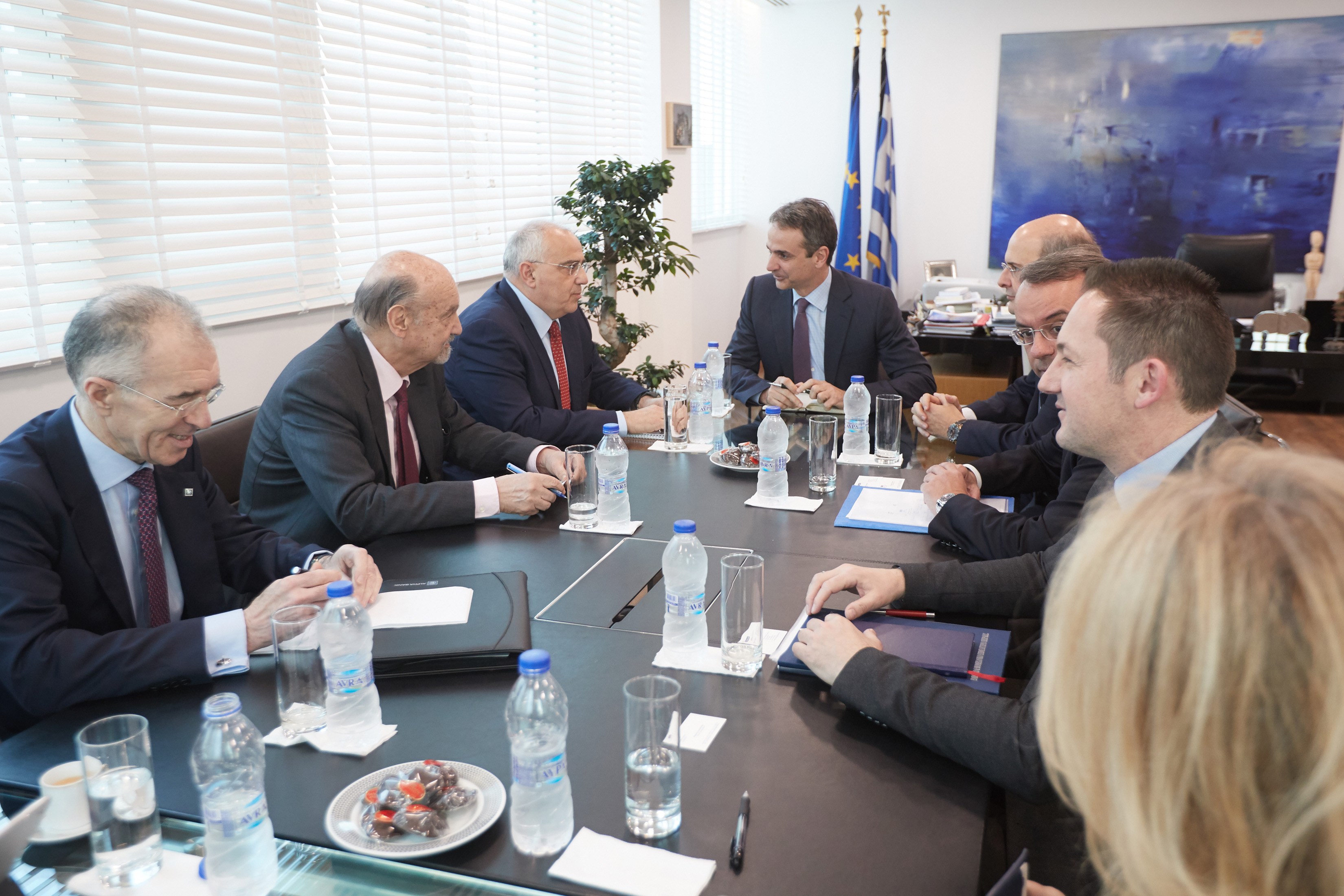 Συνάντηση με τους εκπροσώπους της Ελληνικής Ένωσης Τραπεζών είχε το πρωί ο Κυριάκος Μητσοτάκης
